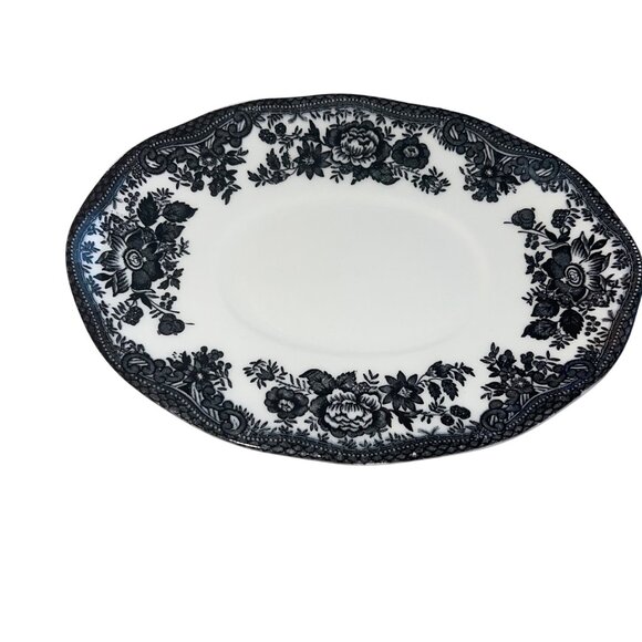 Johnson Brothers Asiatic Pheasant Black Gravy Boat And Saucer - Picture 2 of 7